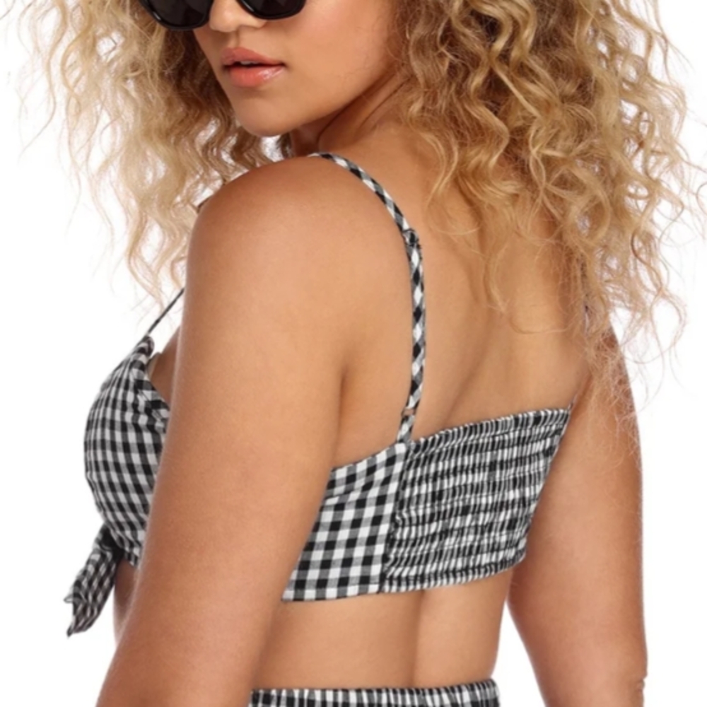 Windsor Black and White Checkered Crop Top - Picture 2 of 11